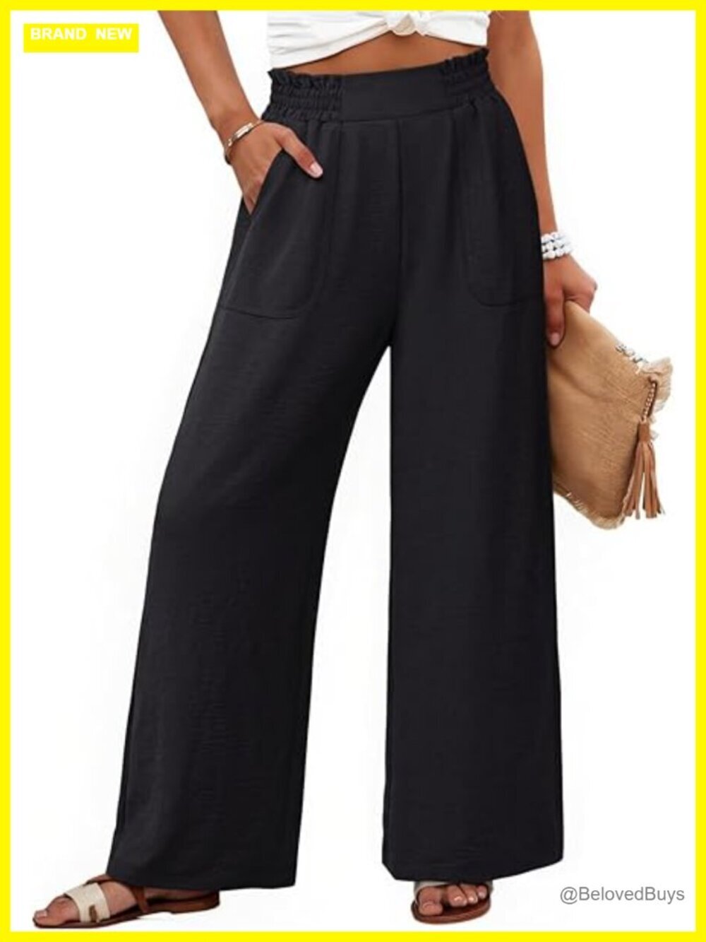 Wide Leg Palazzo Pants High Waisted Casual Lounge Pants with Pockets